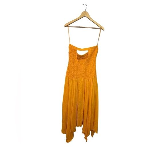 NWT By Anthropologie Strapless Smocked Cover-Up Dress Yellow L - Picture 8 of 11